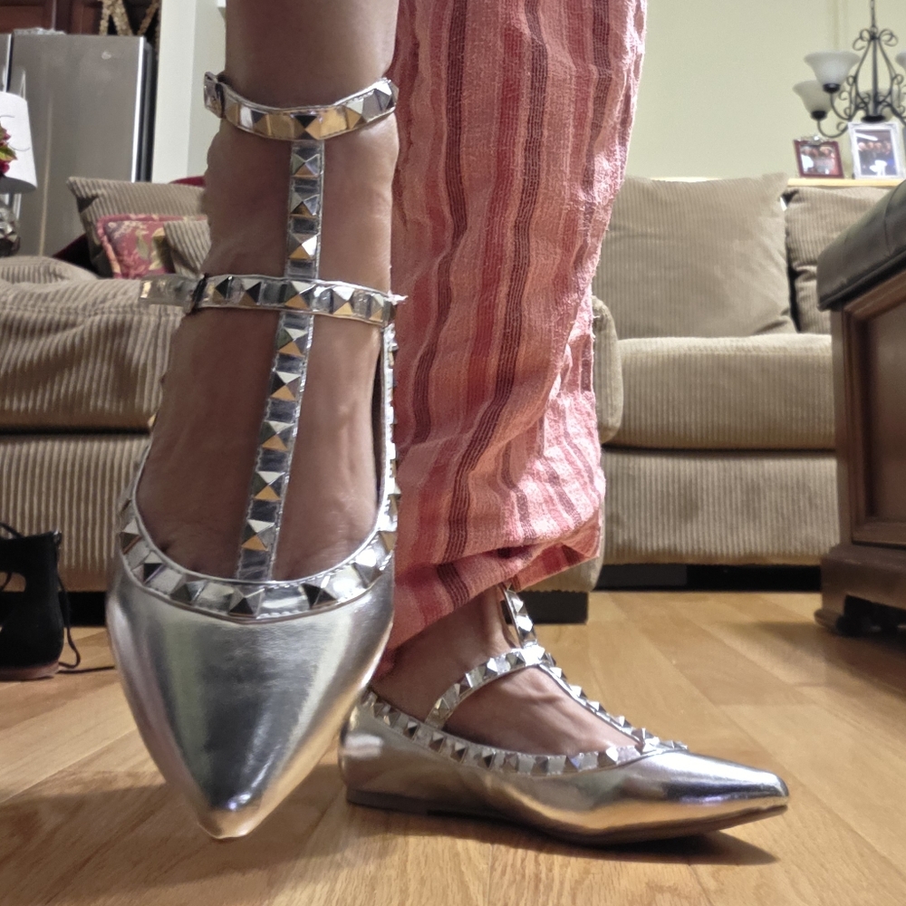 Silver Studded Women's Flats NWOT